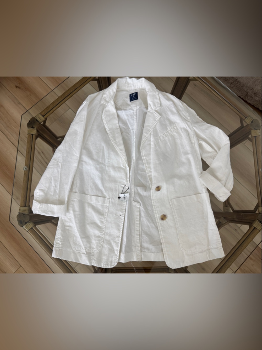 GAP White Linen Blend Casual Blazer